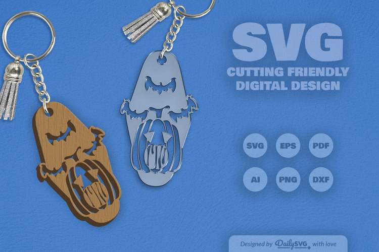 Halloween Pumpkin Motel Keychain SVG