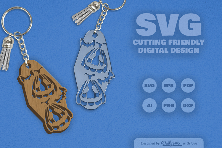Halloween Pumpkin Motel Keychain SVG
