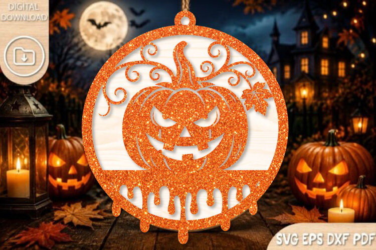 Halloween Pumpkin Ornament SVG example image 1