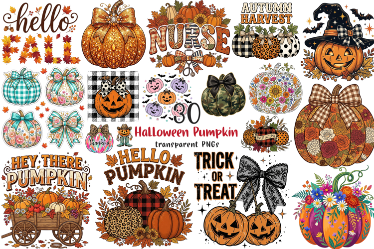 Halloween Pumpkin Sublimation Designs PNG