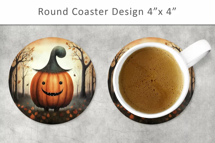 Halloween Pumpkin round coaster, circle magnets