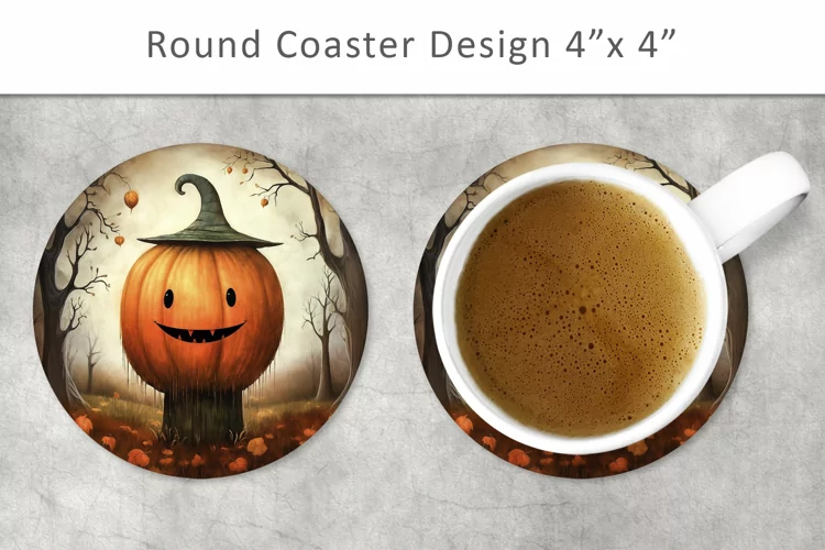 Halloween Pumpkin Round Coaster, Kitchen Decor