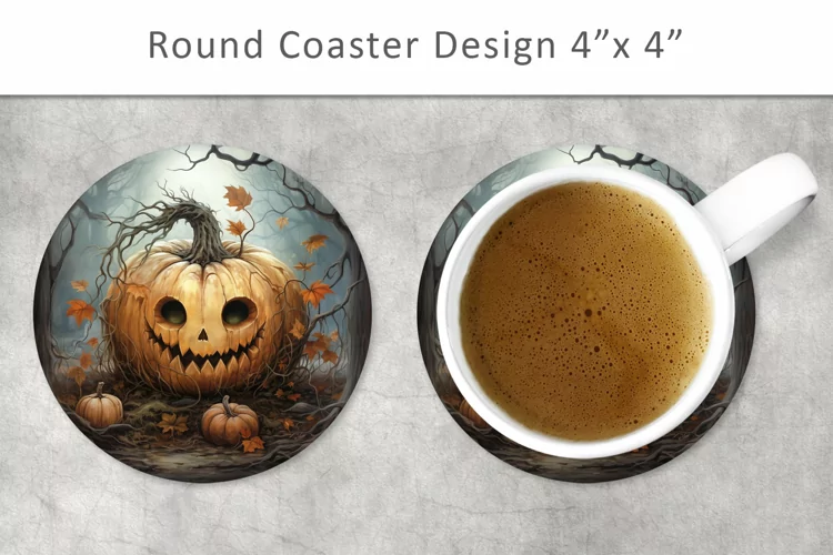 Halloween Pumpkin Round Coaster, Kitchen Decor