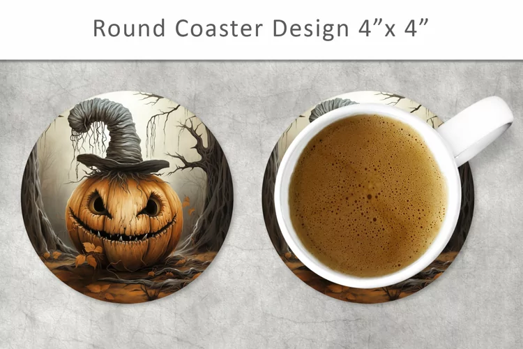 Halloween Pumpkin Round Coaster, Kitchen Decor