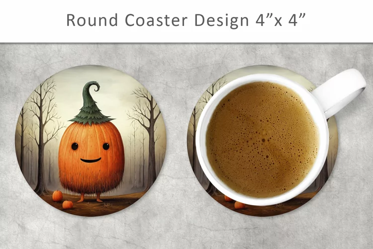 Halloween Pumpkin Round Coaster, circles magnets