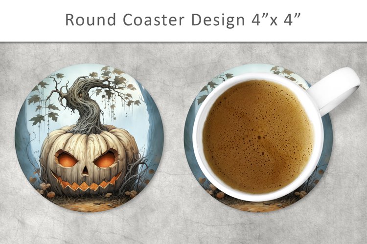 Halloween Pumpkin Round Coaster, Kitchen Decor example image 1