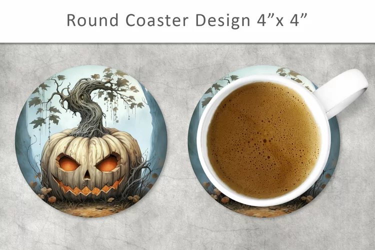 Halloween Pumpkin Round Coaster, Kitchen Decor