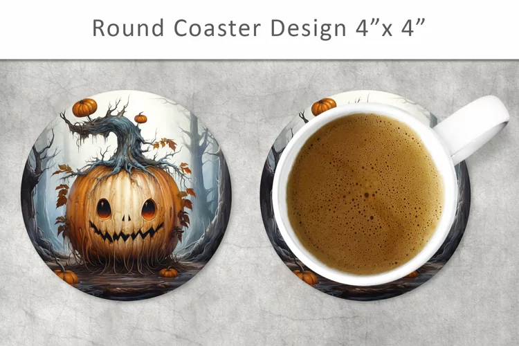 Halloween Pumpkin Round Coaster, Kitchen Decor