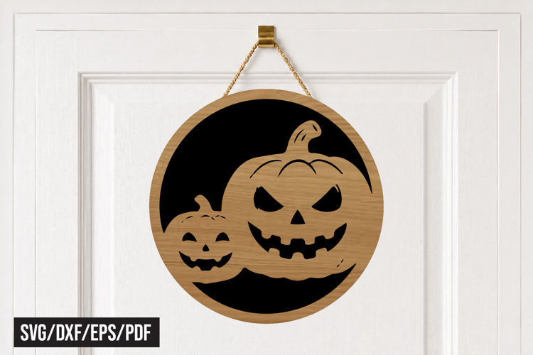 Halloween Pumpkin Round Door Hanger SVG