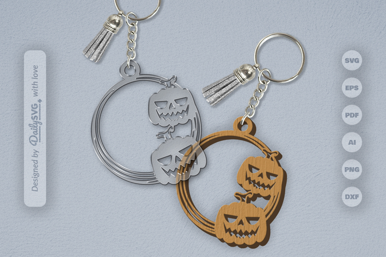 Halloween Pumpkin Round Keychain SVG