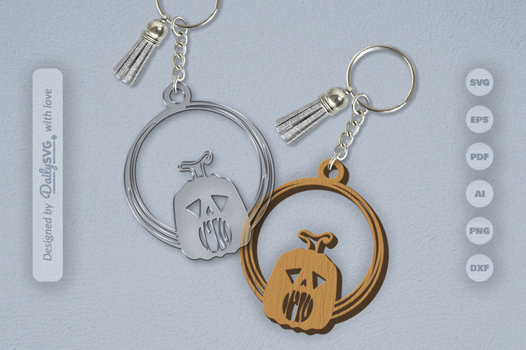 Halloween Pumpkin Round Keychain SVG