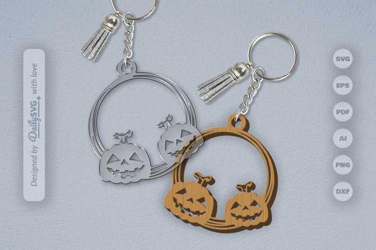 Halloween Pumpkin Round Keychain SVG