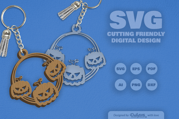 Halloween Pumpkin Round Keychain SVG