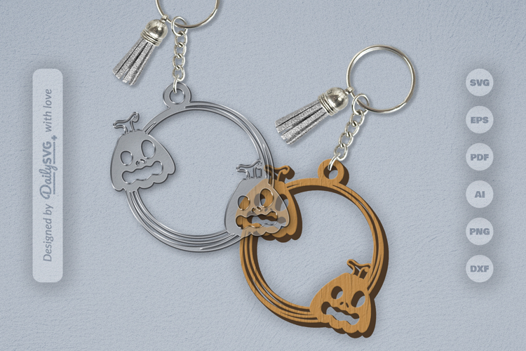 Halloween Pumpkin Round Keychain SVG