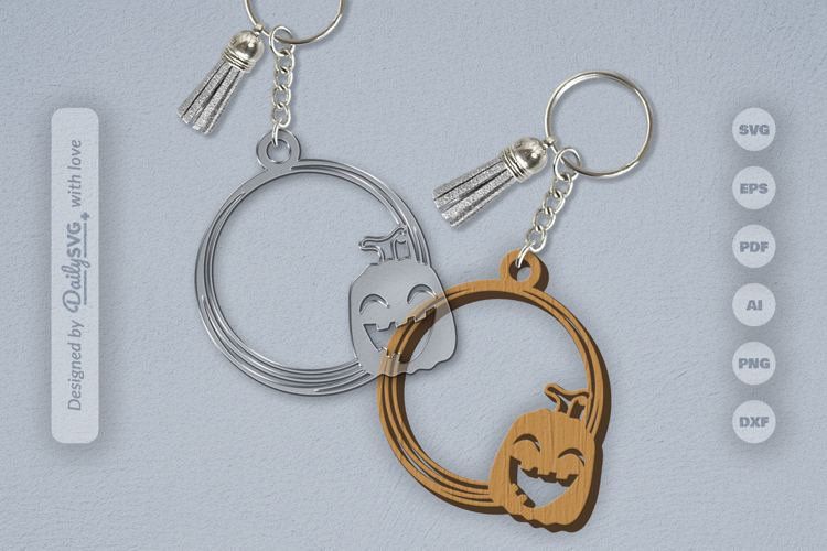 Halloween Pumpkin Round Keychain SVG