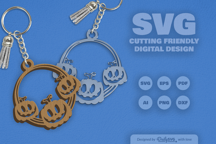 Halloween Pumpkin Round Keychain SVG