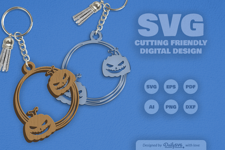 Halloween Pumpkin Round Keychain SVG