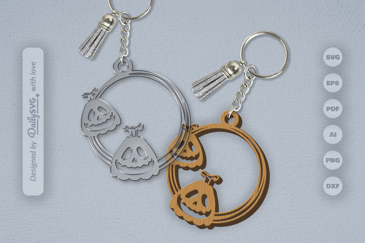 Halloween Pumpkin Round Keychain SVG
