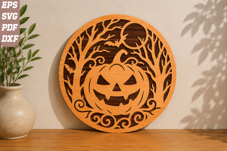 Halloween Pumpkin Round Laser Cut SVG