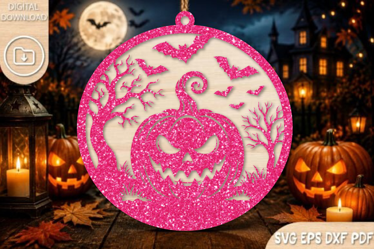 Halloween Pumpkin Round Sign SVG