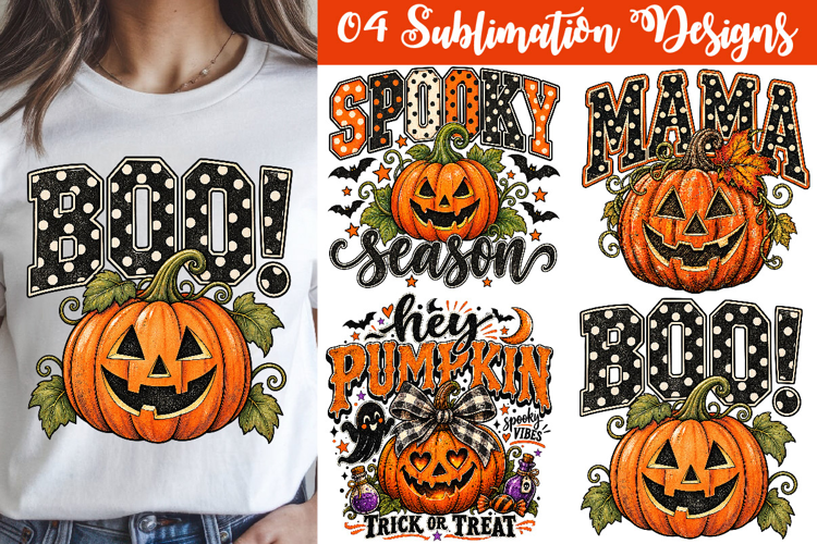 Halloween Pumpkin Season Boo Spooky Mama Sublimation PNG