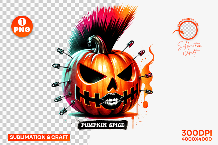 Halloween Pumpkin Spice Creepy Pumpkin Clipart PNG Design