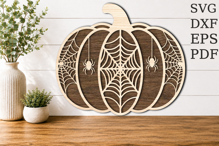 Halloween Pumpkin Spider Round Sign SVG