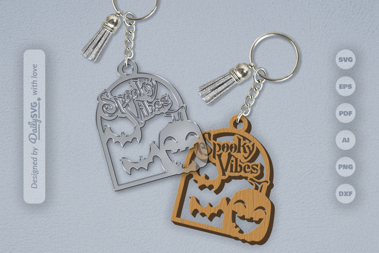 Halloween Pumpkin Spooky Vibes Keychain SVG