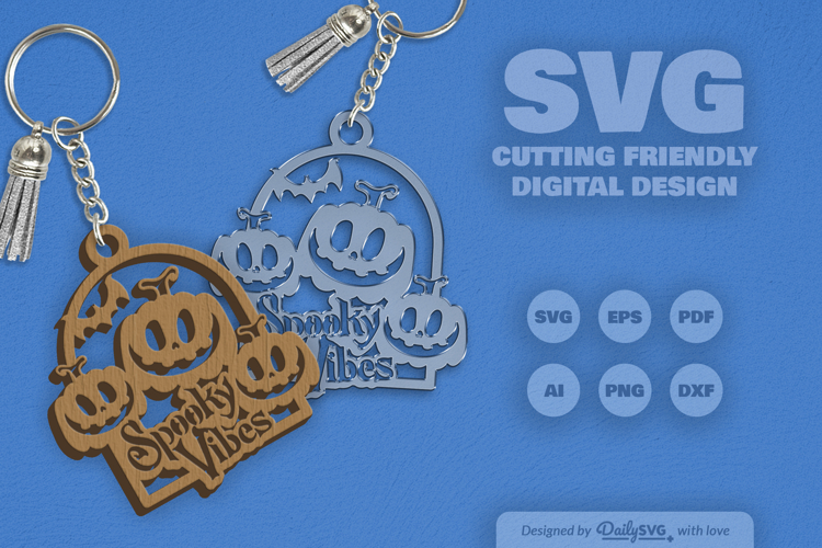 Halloween Pumpkin Spooky Vibes Keychain SVG
