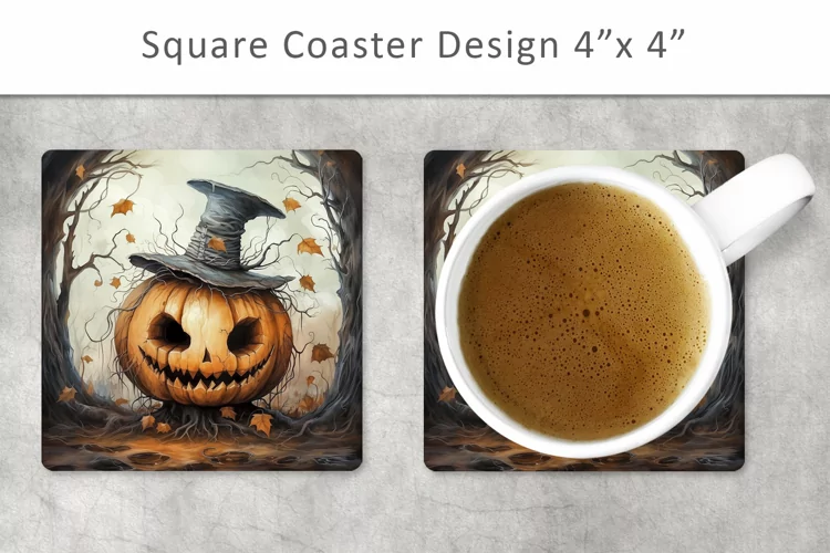Halloween Pumpkin Square Coaster