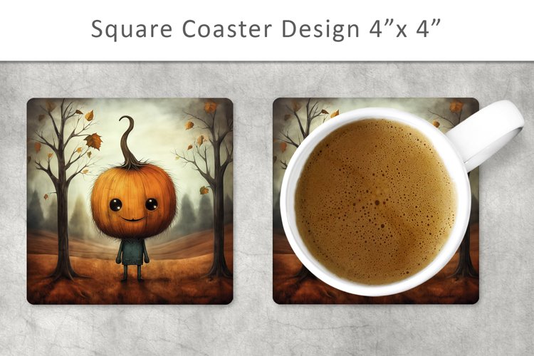 Pumpkin Square Coaster, Kitchen Decor example image 1