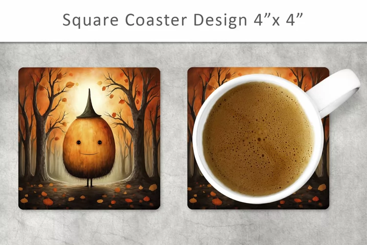 Halloween Square Coaster, Kitchen Decor