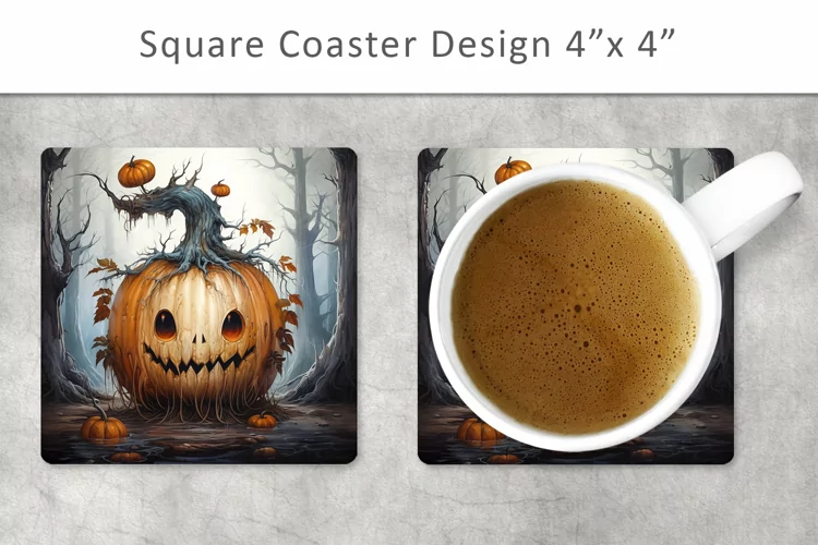 Halloween Square Coaster, Kitchen Decor