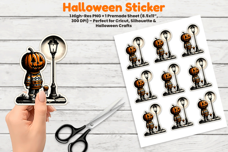 Halloween Mermaid Pumpkin Bats Moon Sticker Sublimation PNG