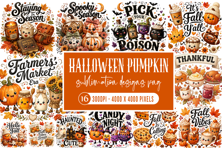Halloween Pumpkin Sublimation Designs PNG