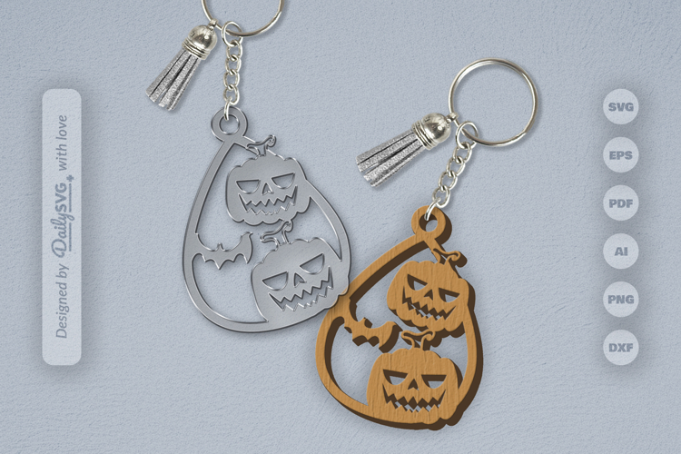 Halloween Pumpkin Tear Drop Keychain SVG