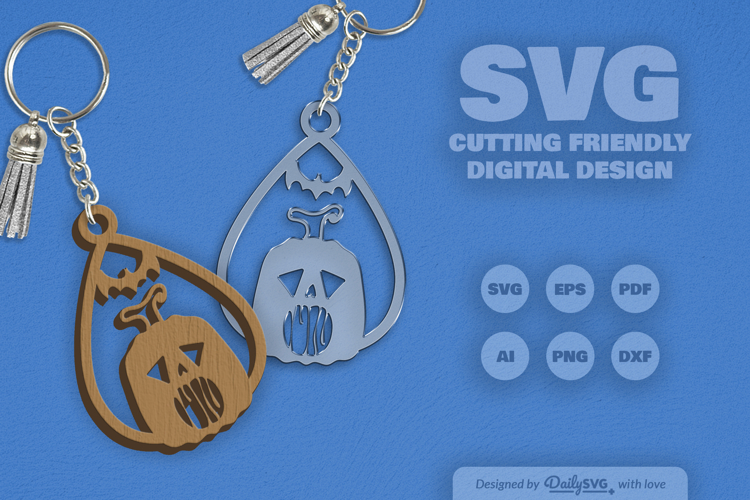 Halloween Pumpkin Tear Drop Keychain SVG