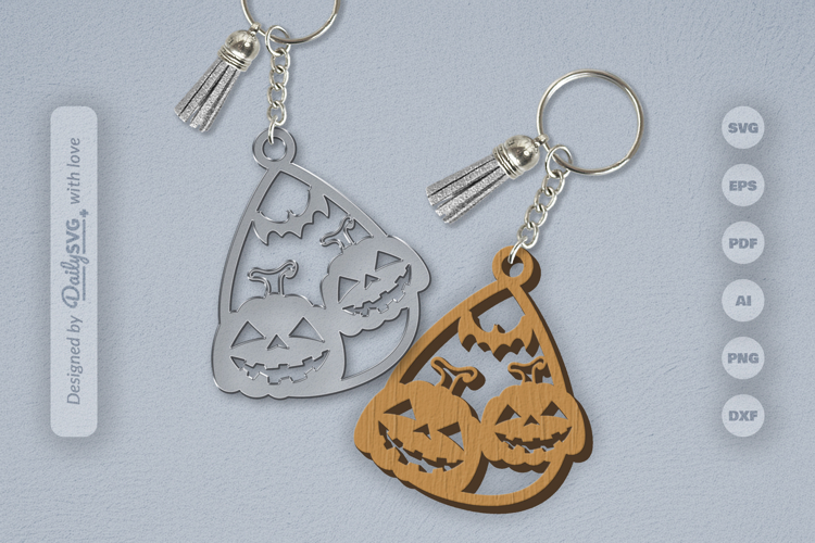 Halloween Pumpkin Tear Drop Keychain SVG