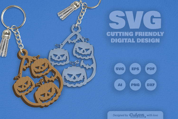 Halloween Pumpkin Tear Drop Keychain SVG
