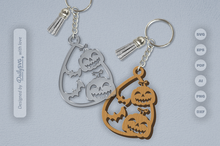 Halloween Pumpkin Tear Drop Keychain SVG