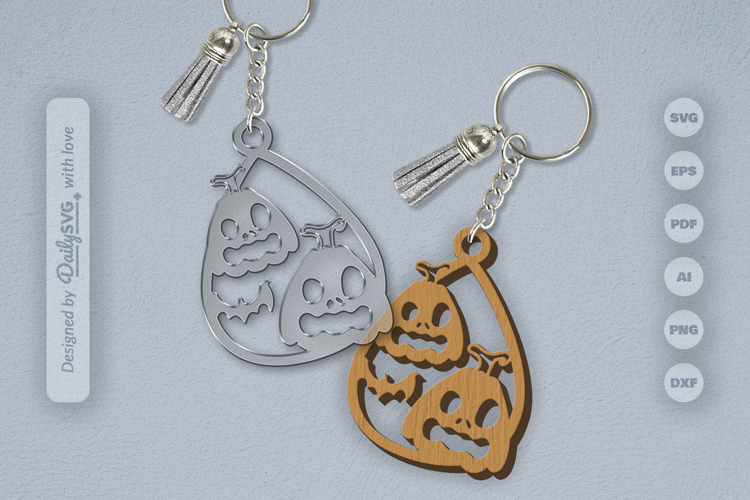 Halloween Pumpkin Tear Drop Keychain SVG
