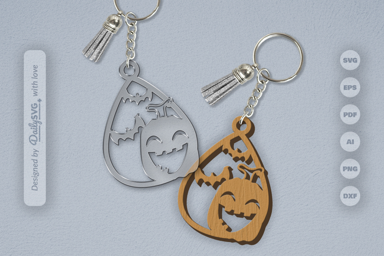 Halloween Pumpkin Tear Drop Keychain SVG