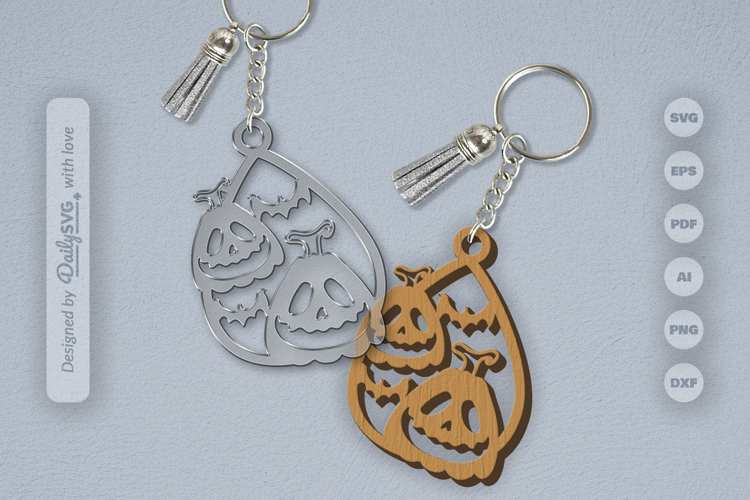 Halloween Pumpkin Tear Drop Keychain SVG