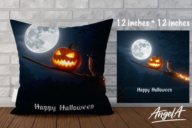 Happy Halloween Pillow cover, pumpkin fantasy design