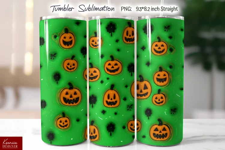 Seamless Puffy Pumpkins Tumbler Wrap|Halloween Tumbler PNG