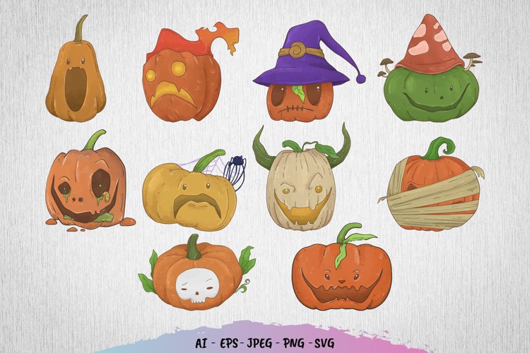 Halloween Pumpkin Watercolor Set