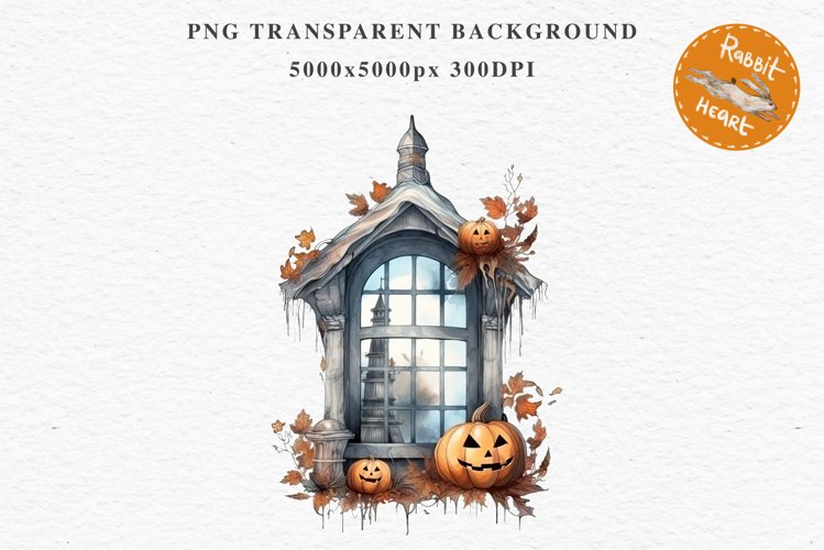 Halloween Pumpkin Window Spooky Clipart PNG Scrapbooking Art