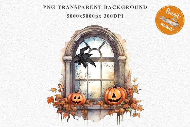 Halloween Pumpkin Window Spooky Clipart PNG Scrapbooking Art