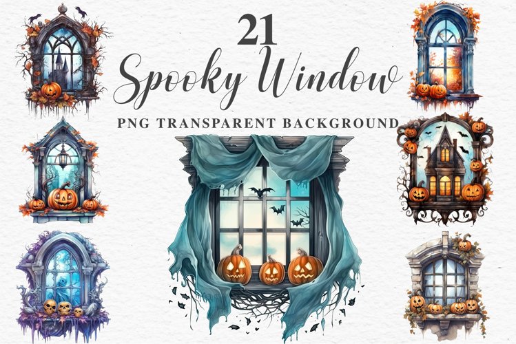 watercolor halloween Pumpkin window, Magic clipart, sublimation nursery, Creepy Witch, storefront Halloween Pumpkin Window Spooky Clipart PNG Scrapbooking Art Tale Image Watercolor Transparent Print illustration sublimation creepy printable digital