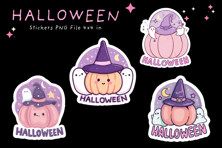Halloween Sticker Printable Cute Pumpkin Face Stickers_1